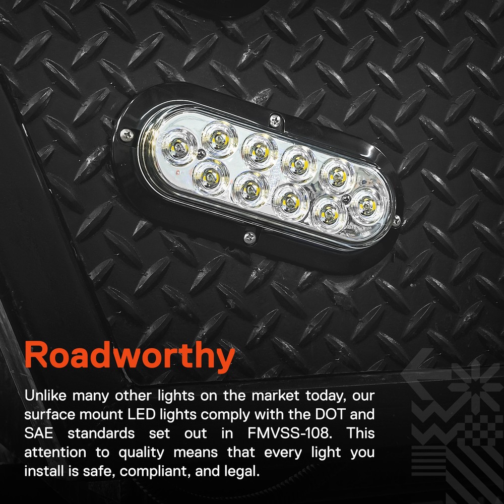 6" Oval White Surface Mount LED RV Trailer Tail Lights Reverse Back Up IP67