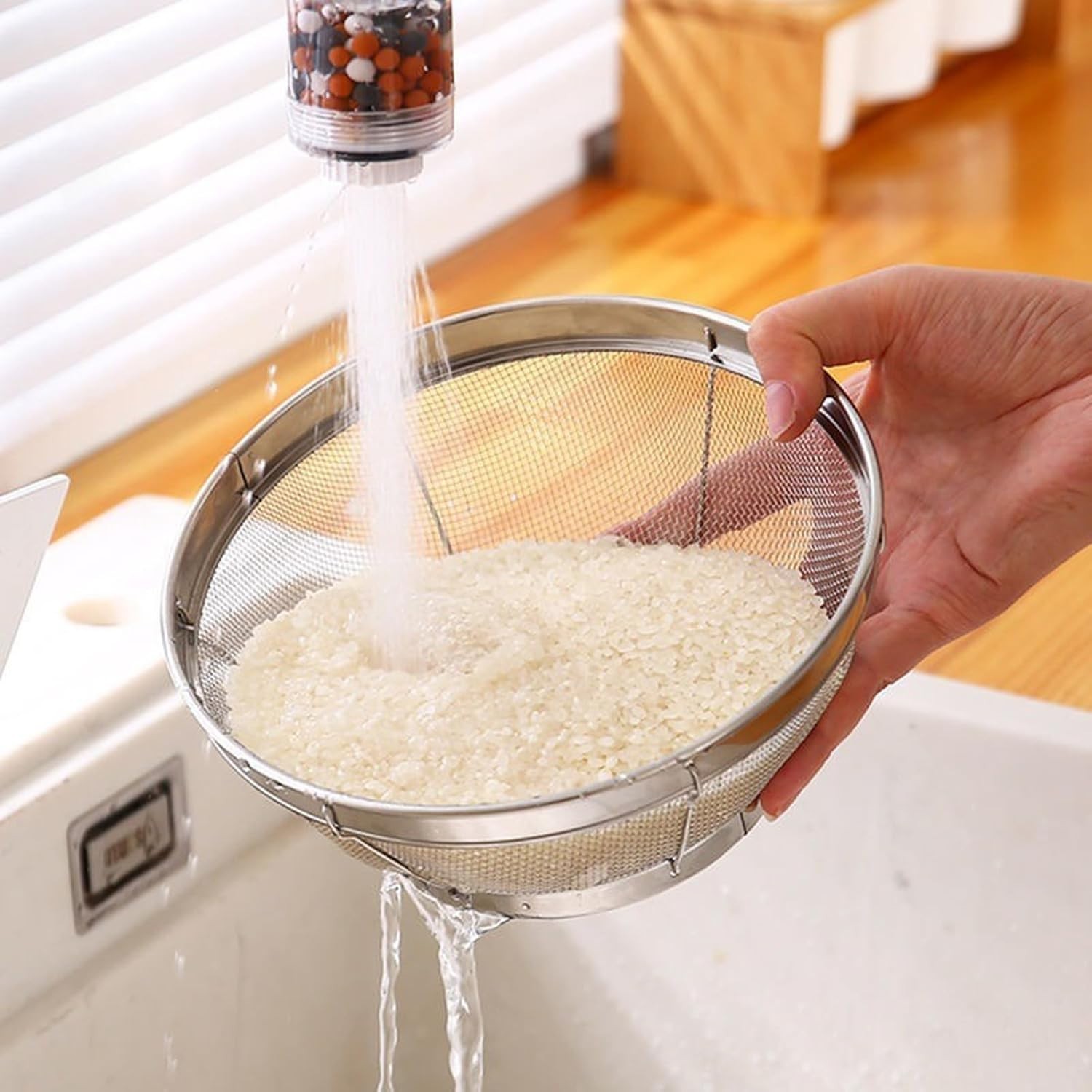 tastyWay 3pc Colander Set Stainless Steel Kitchen Mesh Strainer Net Baskets