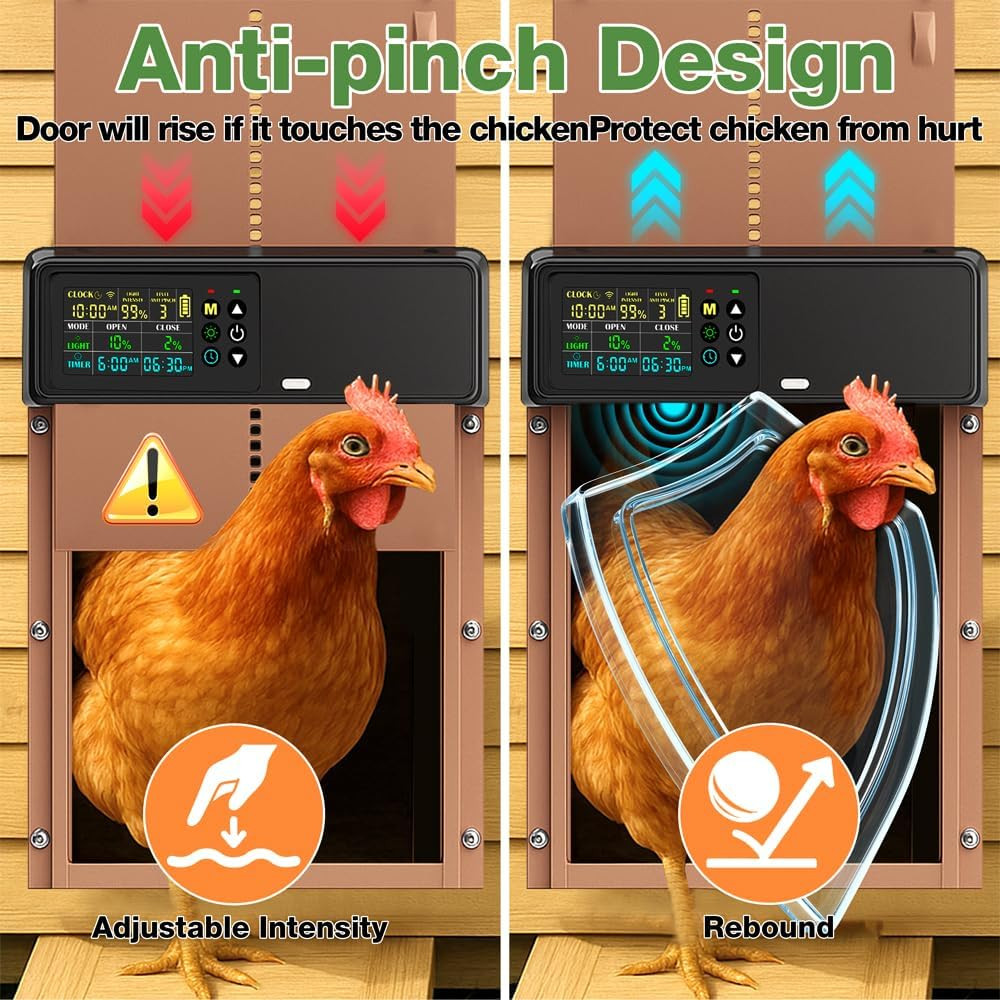 Automatic Chicken Coop Door Solar Powered with Timer&Light Sensor Remote Control