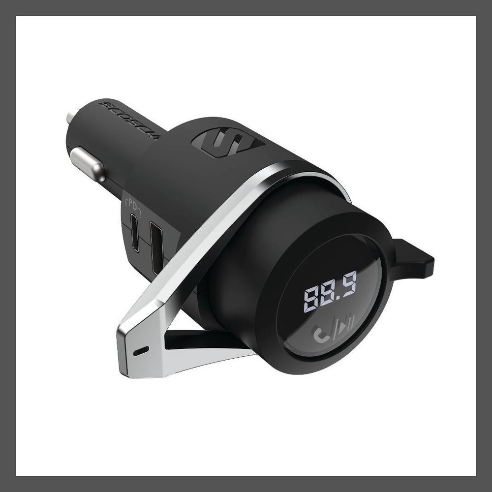 Scosche Bluetooth Power Delivery FM Transmitter 12W 18W Dual USB-A Black 12W