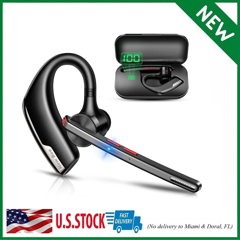 New bee Bluetooth Headset, Wireless Earpiece for 1 PACK, Black