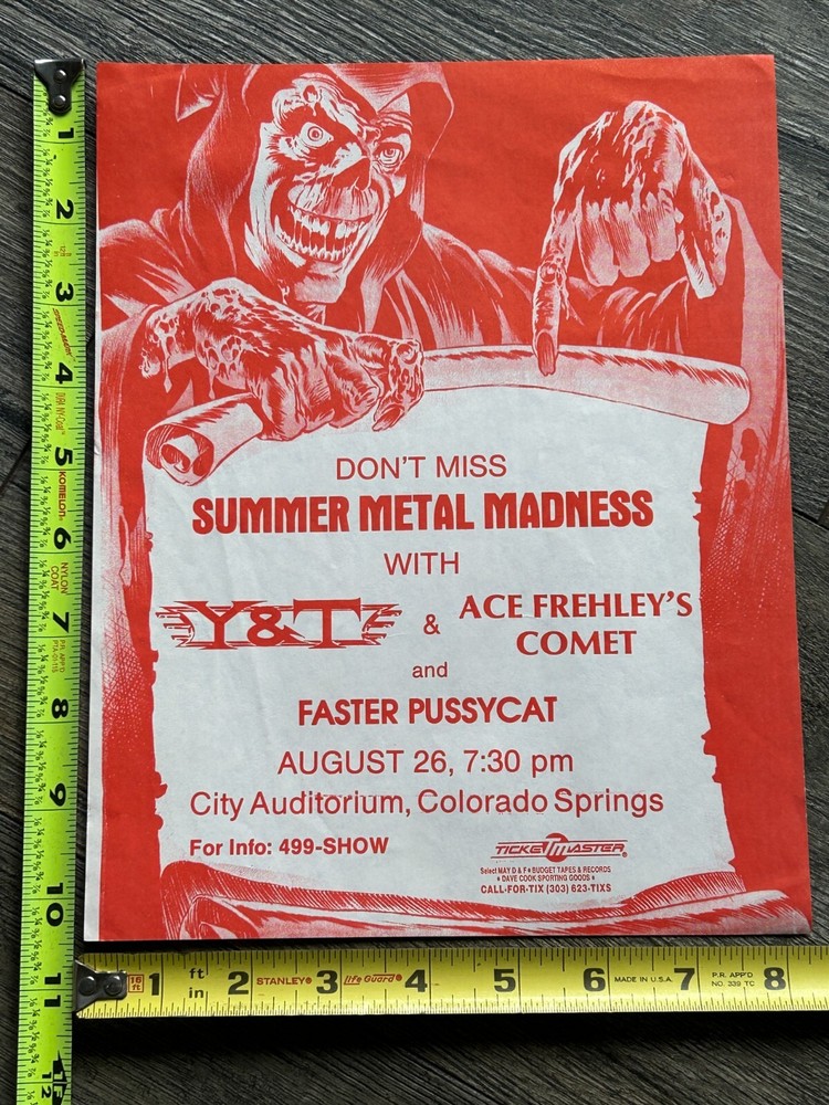 KISS Handbill Concert Ad Flyer ACE FREHLEY Frehley's Comet Colorado Vintage Kiss