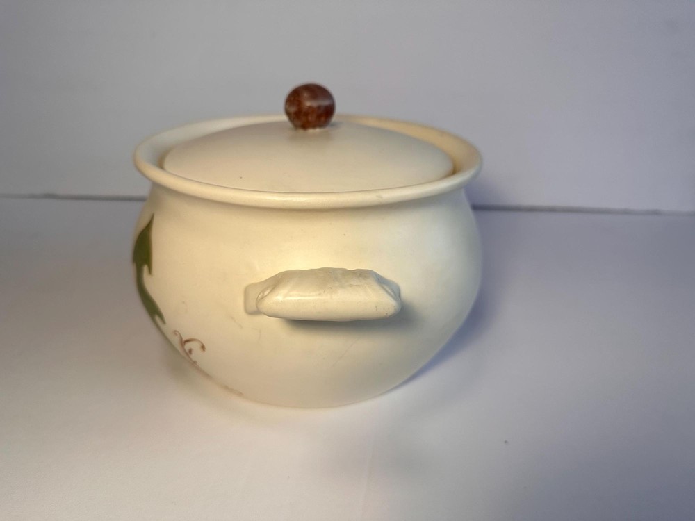 Ceramic Bean Pot Casserole with Dandelion Design - Studio Hand Painted & Signed