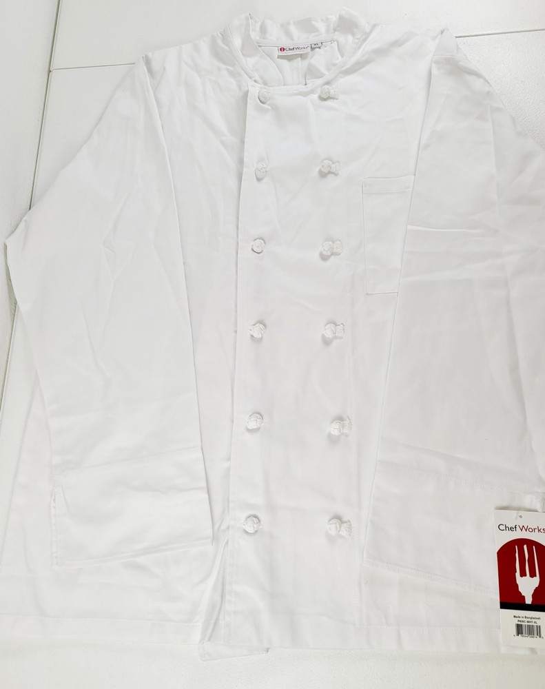 Chef Works Bordeaux Basic Chef Coat Jacket Unisex Size XL Button Down White NEW