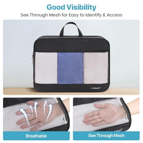 Double Sided Compression Packing Cubes - Expandable See 1M+Shoe Bag (Black)