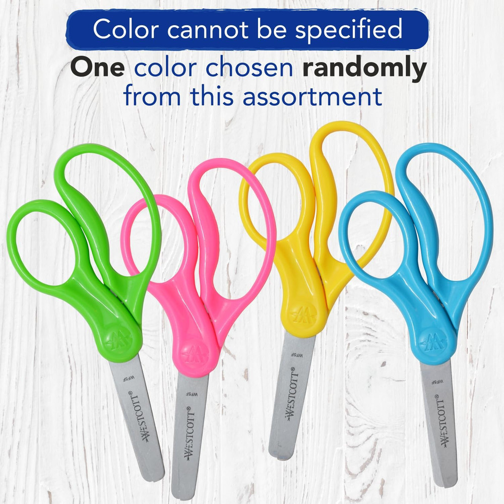 5" Hard Handle Kids Scissors, Blunt, Assorted Colors, 2-Pack