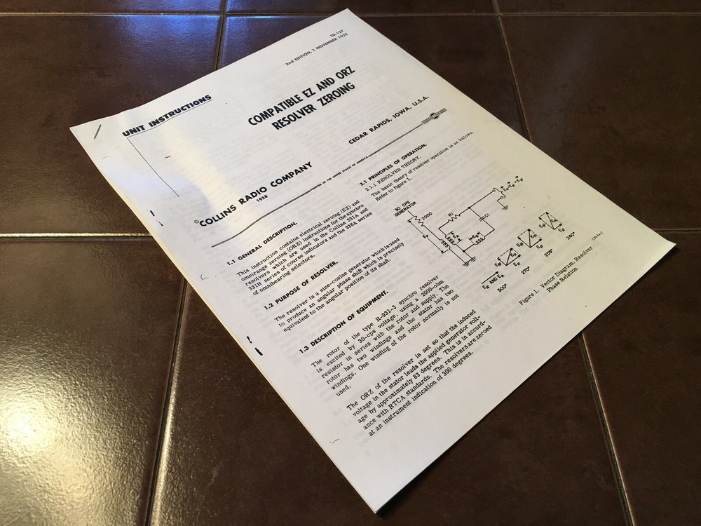 Collins Resolver Zeroing EZ & ORZ Instructions
