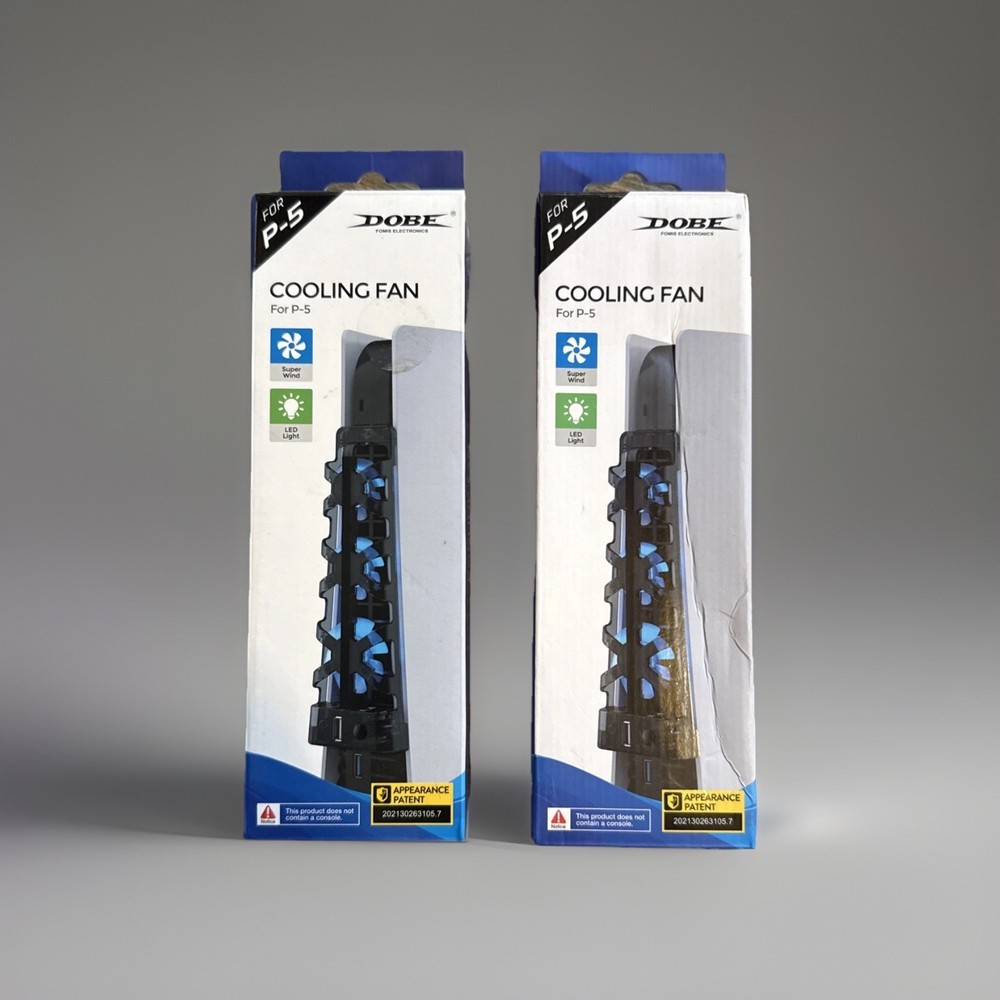 PS5 Cooling Fans 2 Pack Dobe, Super Wind, LED Light, USB, Easy Installation
