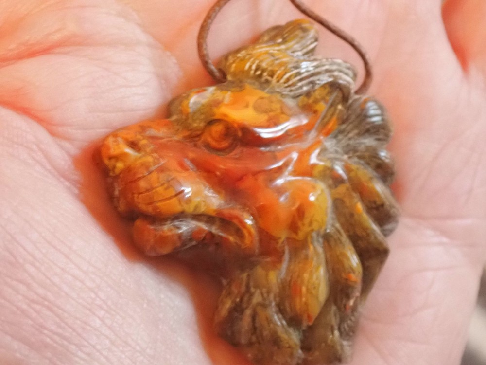 Jasper Lion Head Gemstone Pendant