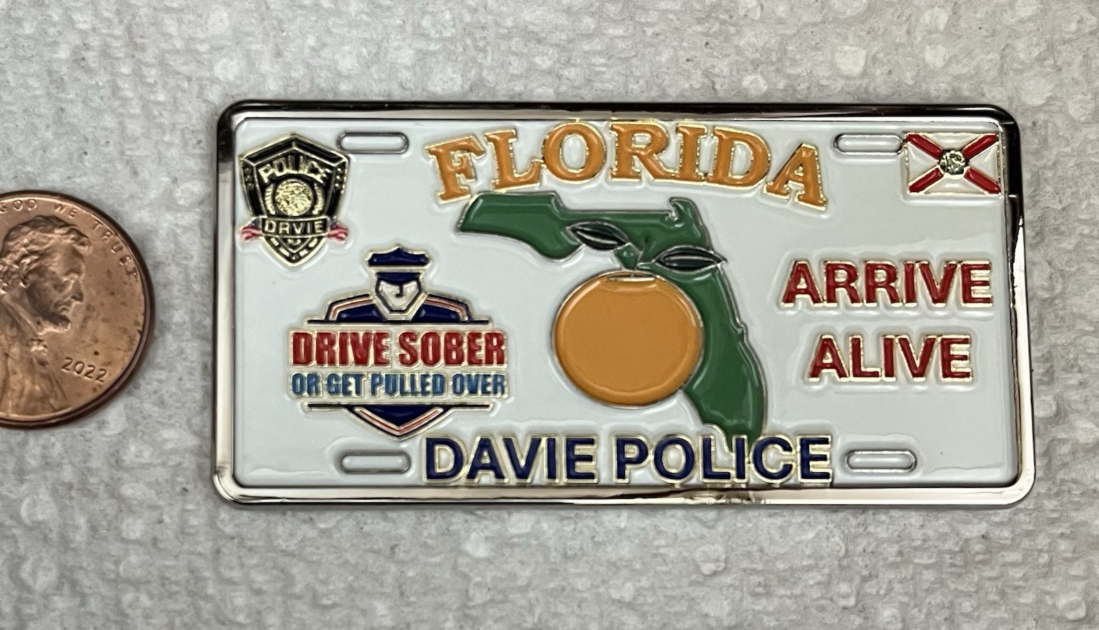 Police Challenge Coin Florida License Plate