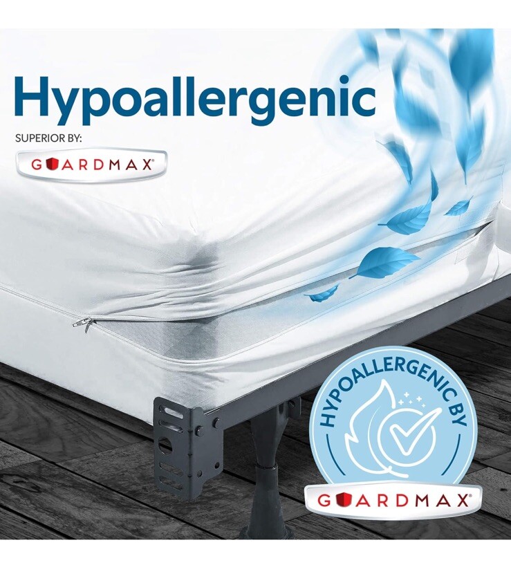 Guardmax Zippered Box Spring Encasement - 100% Waterproof Box Spring Protecto...