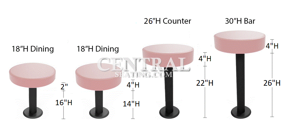 Bar High Bolt Down Restaurant Bar Stool with Black Vinyl Round Cushion - 30"H