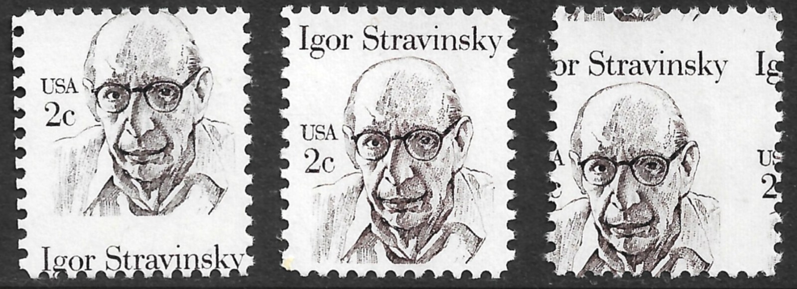 US Stamp #1845 2c.  Stravinsky Missperf Errors MNH