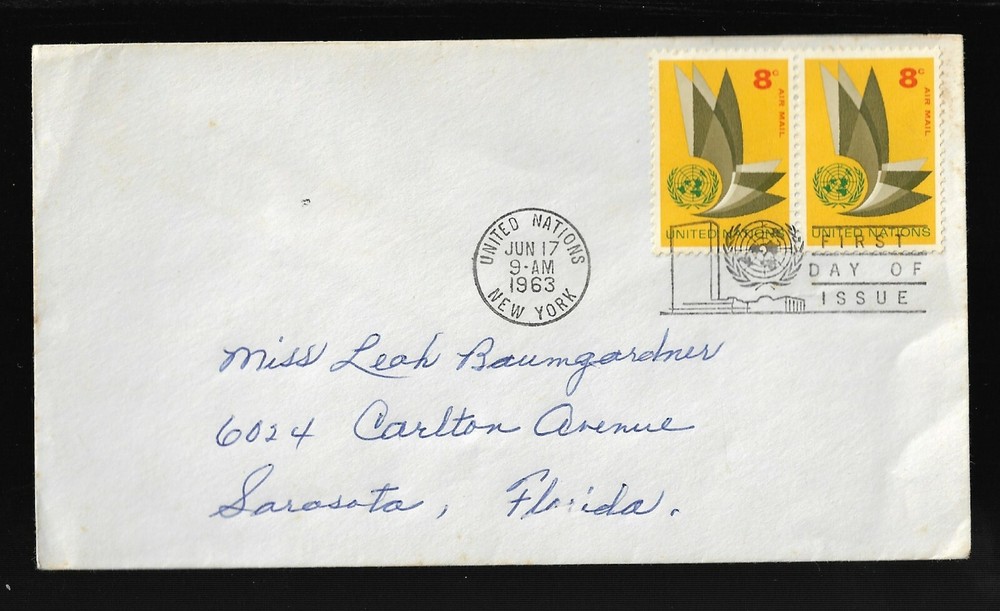 United Nations NY Airmail First Day Cover