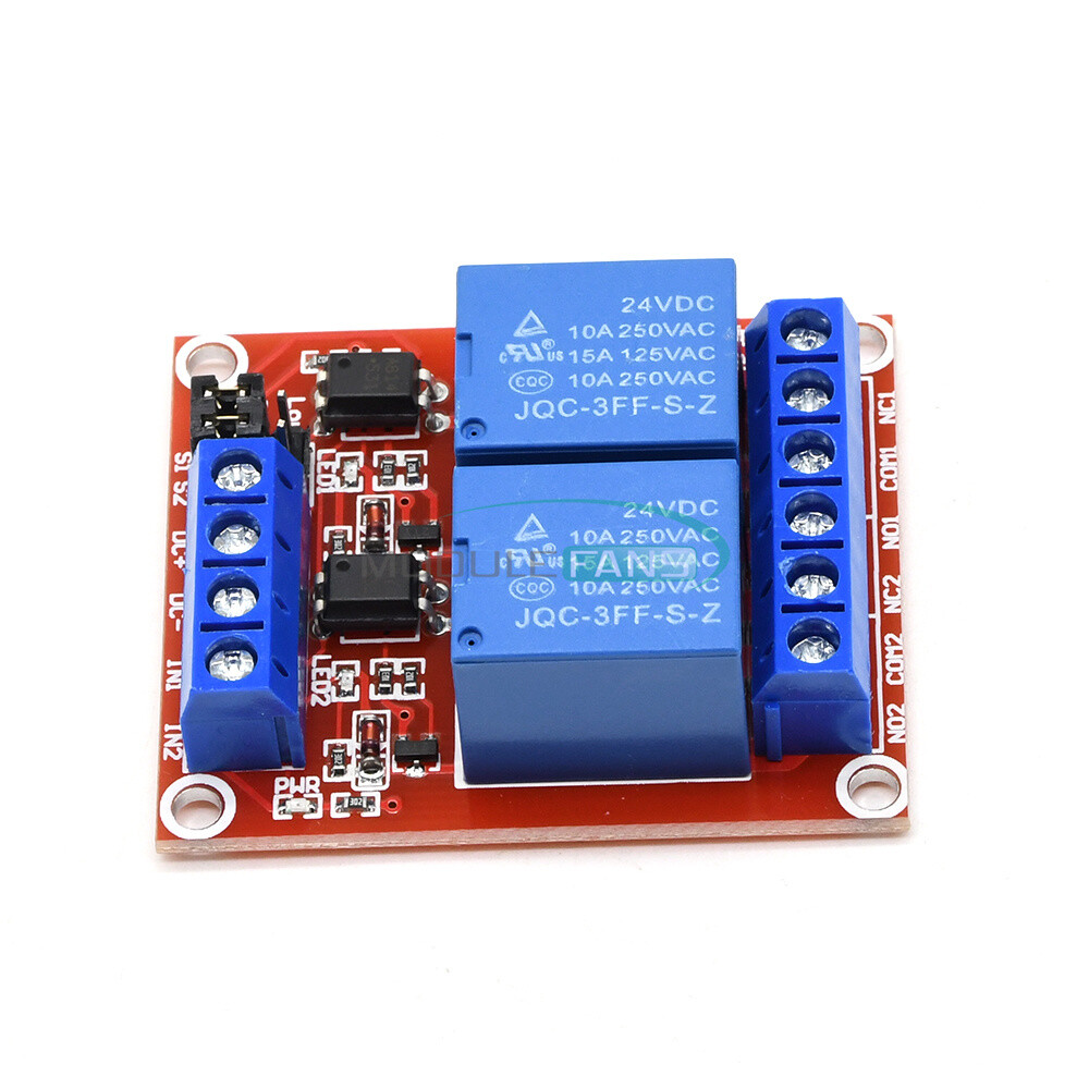 24V 2-way Relay Module With Isolation Optocoupler high / low Level Trigger
