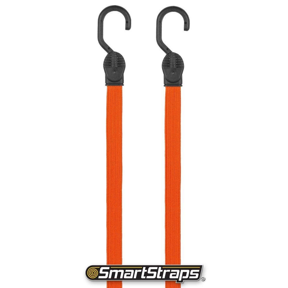 36 In. Orange Flat Strap Bungee Cord with Hooks - 2 Pack