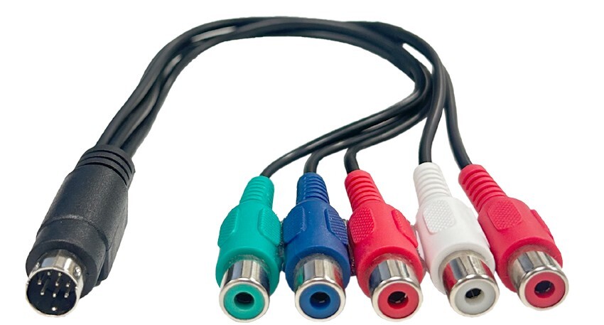 Component YPbPr A/V To Mini DIN 8-pin Video Input Output Adapter Cable