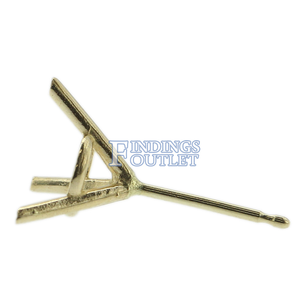 14k Yellow Gold Round Martini Stud Earring Mounting Setting Push Back Post