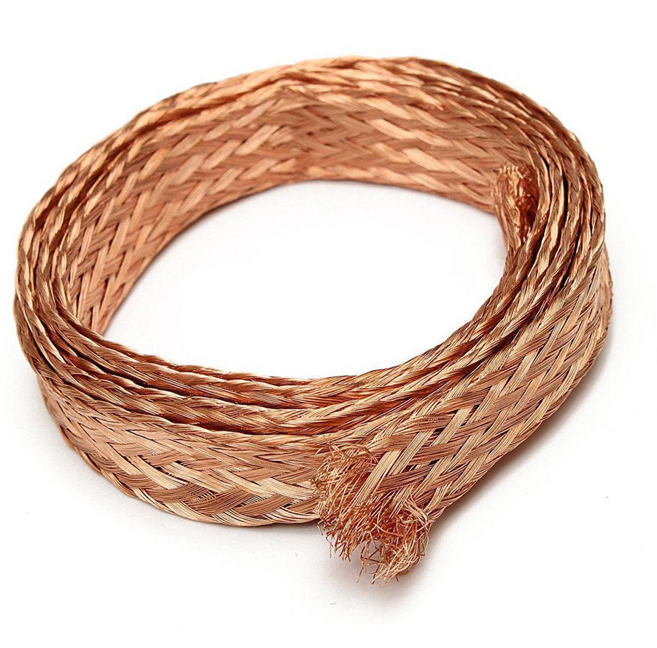 US Stock 20ft 6mm Flat Copper Braid Cable Bare Copper Braid Wire Ground Lead