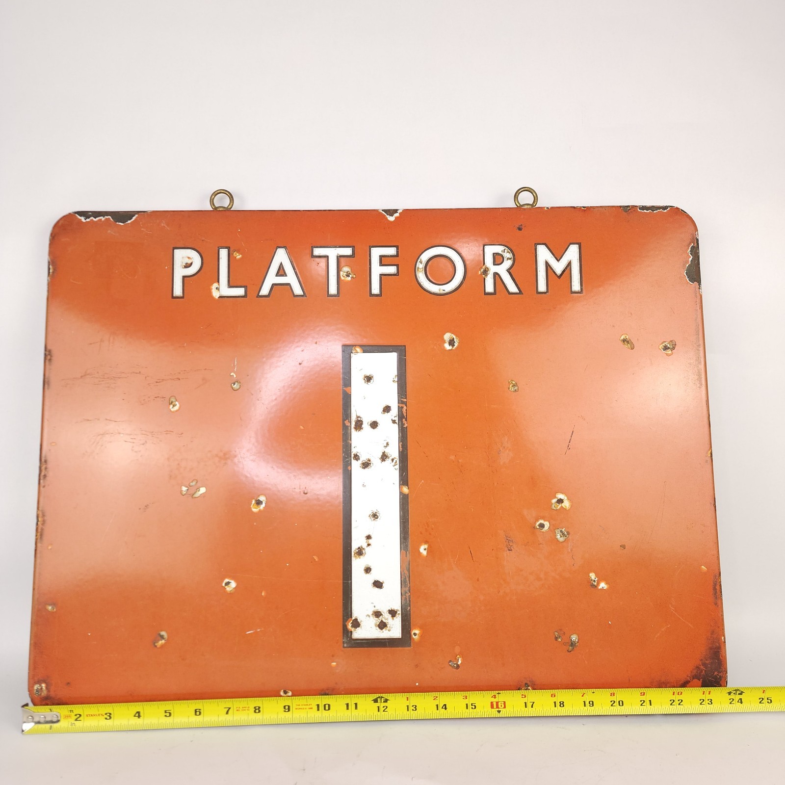 VTG Metal Train Station Sign - British Railways North Eastern PLATFORM 1 -24X18