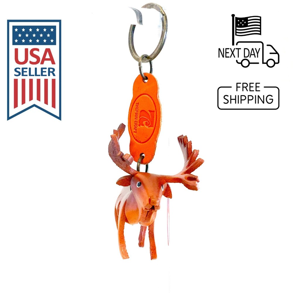 Moose Handmade Leather Keyring