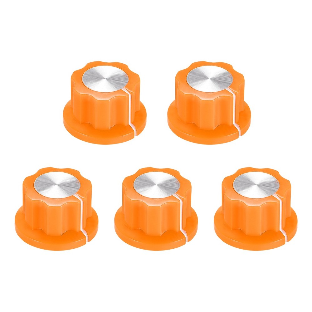 5PC 6.4mm Shaft Hole Potentiometer Rotary Knobs Effect Pedal Knobs Orange