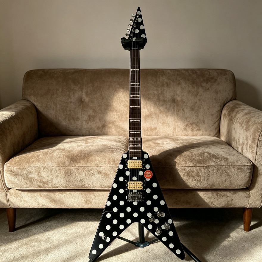 Randy Rhoads Electric Guitar Black&White Polka Dots Chrome Hardware 6 string