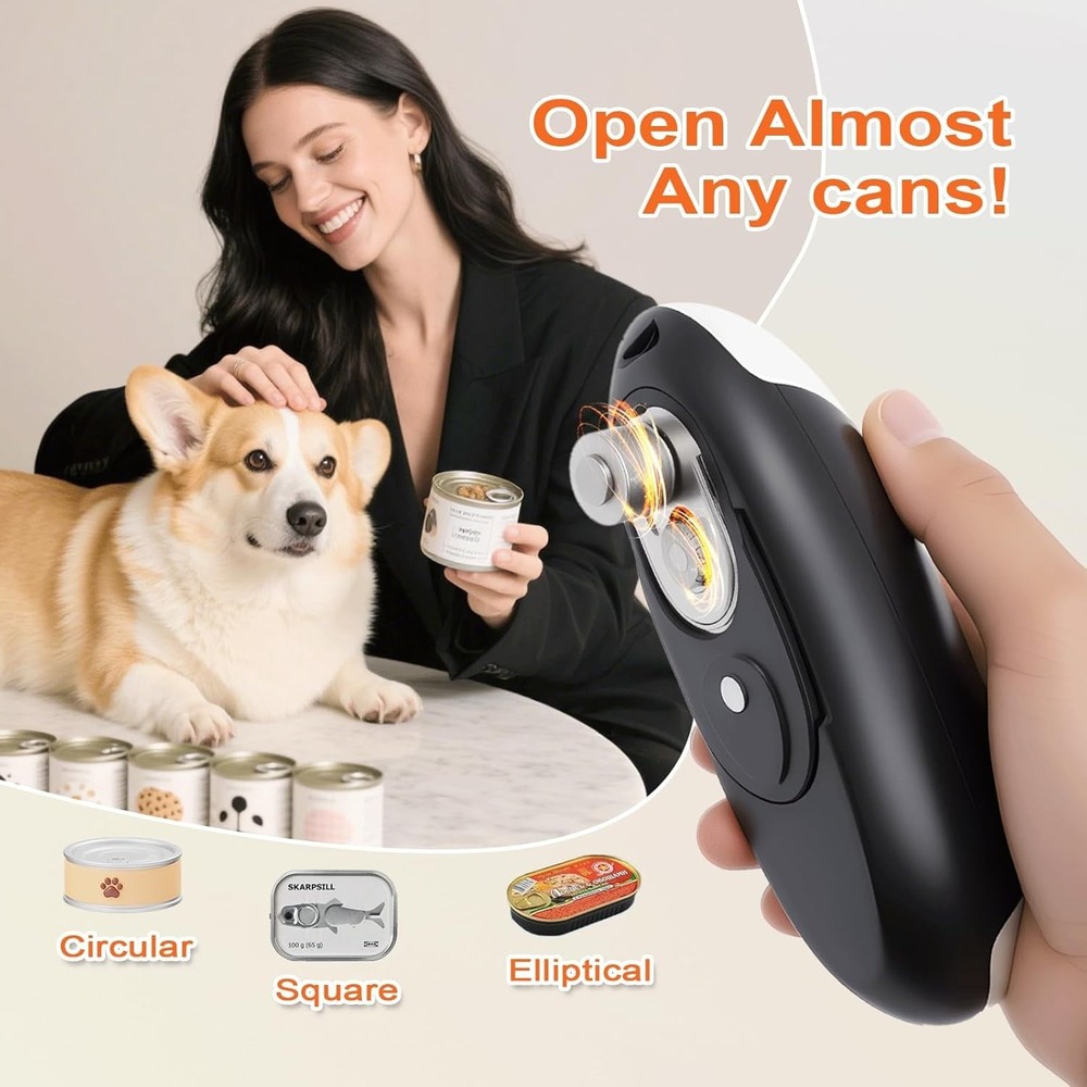 Electric Can Opener Automatic USB Rechargeable Easy One-Touch Kitchen Tool