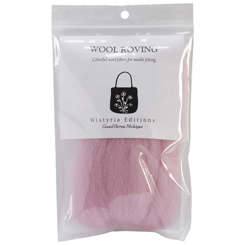 Wool Roving 12" .22oz Soft Pink