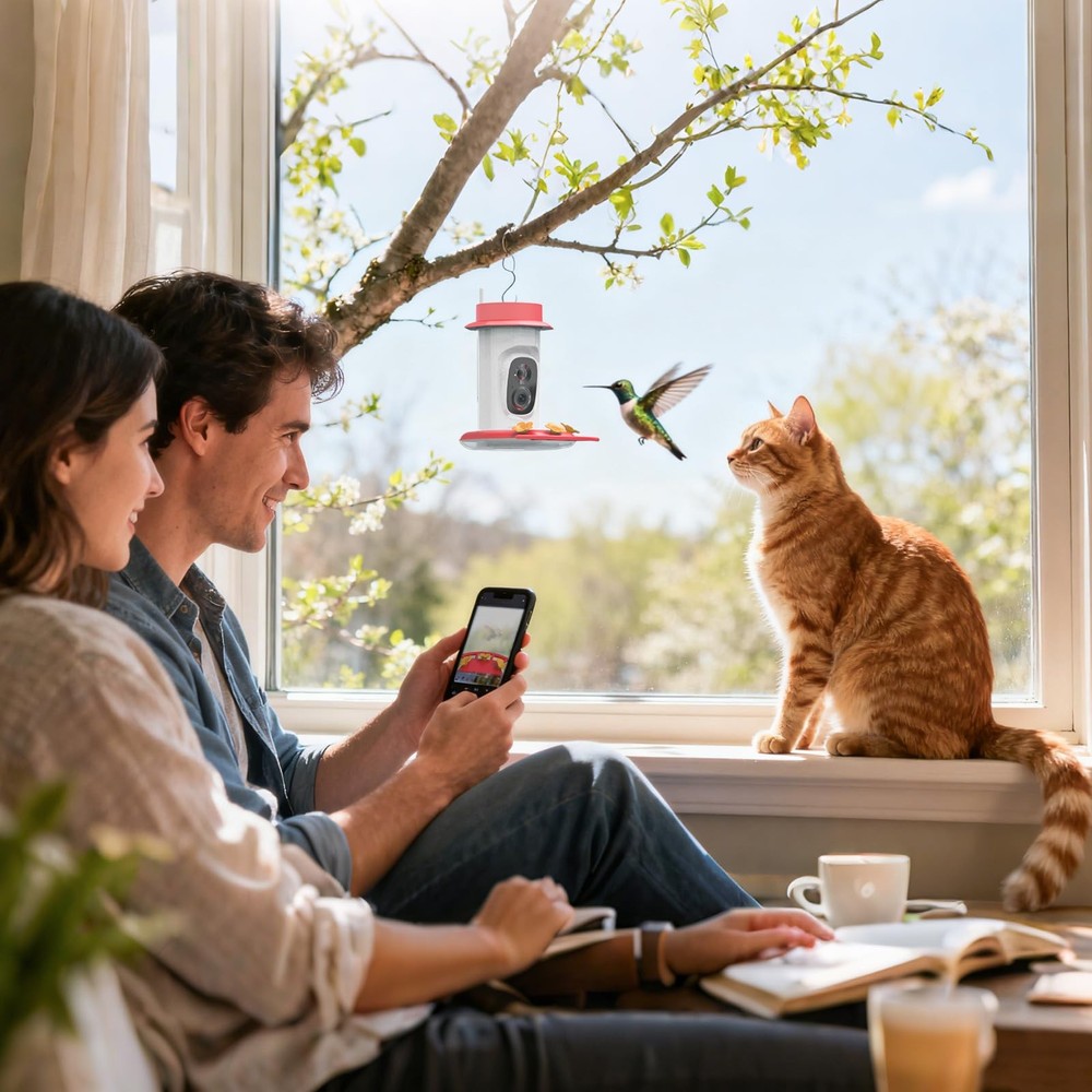 Hummingbird Feeder with Camera, AI Smart Identification Cloud Storage Functio...