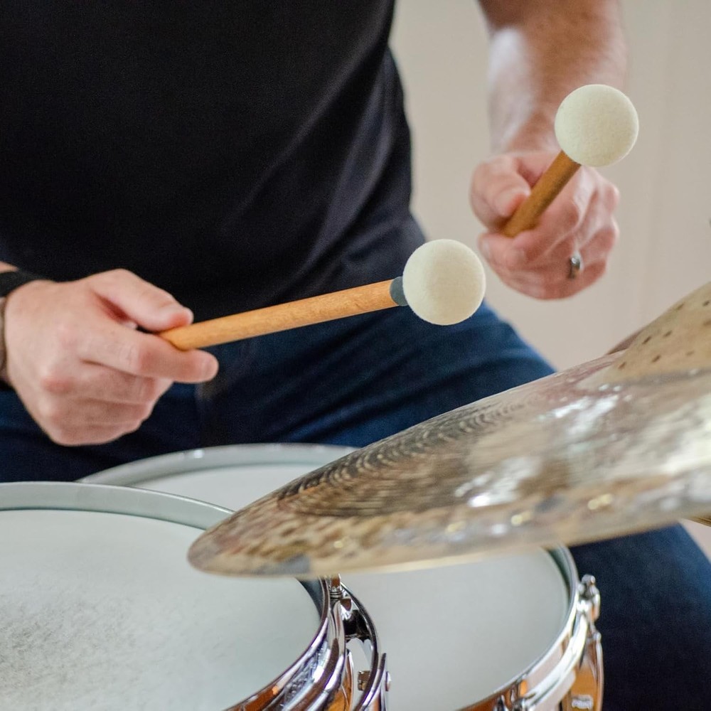 . Timpani Mallets, Medium Felt 15.25" long overall, Off White