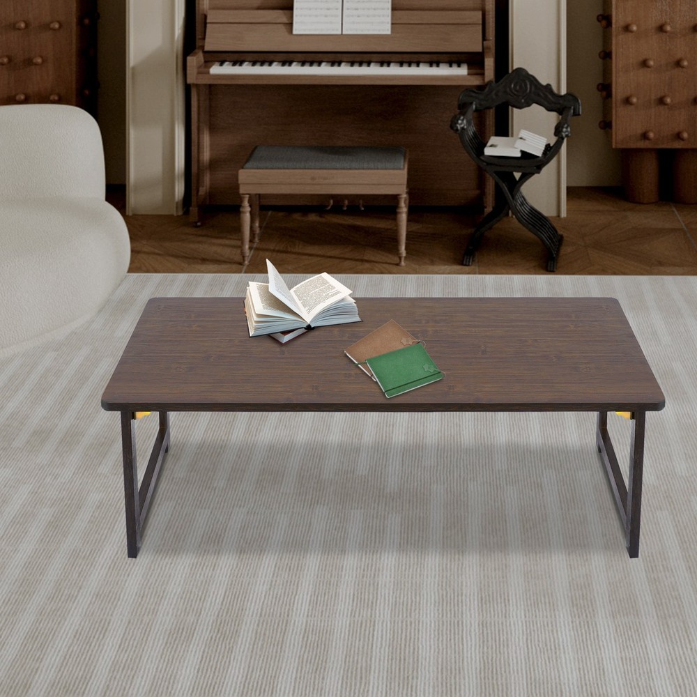 Folding Floor Table Foldable Coffee Table Sitting Dining Table Walnut Color NEW