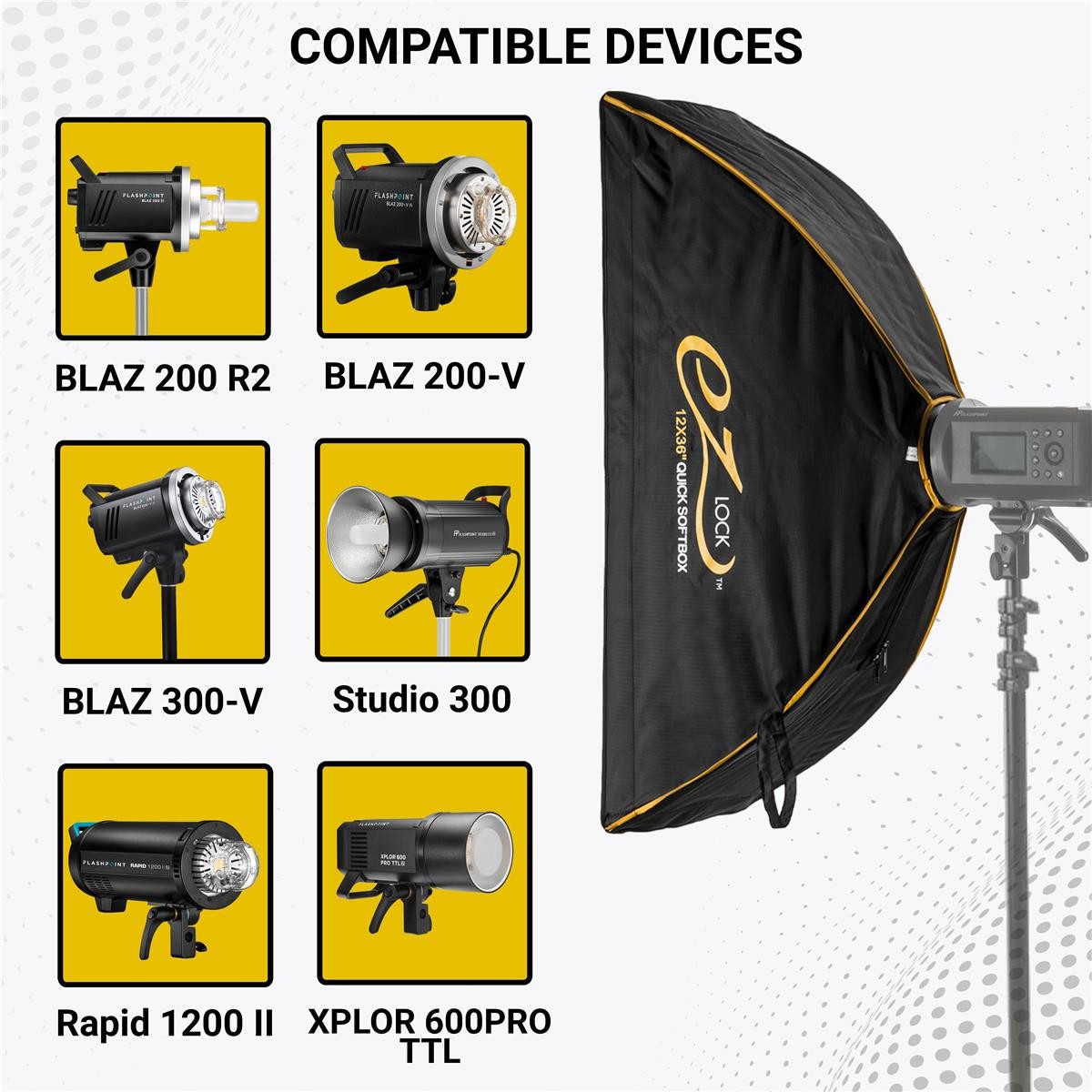 Glow Glow EZ Lock 12x36" Quick Strip Rectangular Bowens Mount Softbox w/External