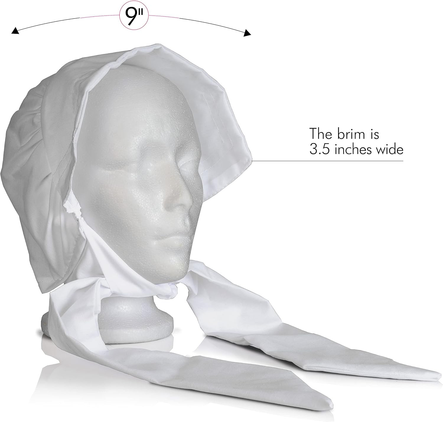 Skeleteen Colonial Pioneer Womens Bonnet - Revolutionary War White Pilgrim Women