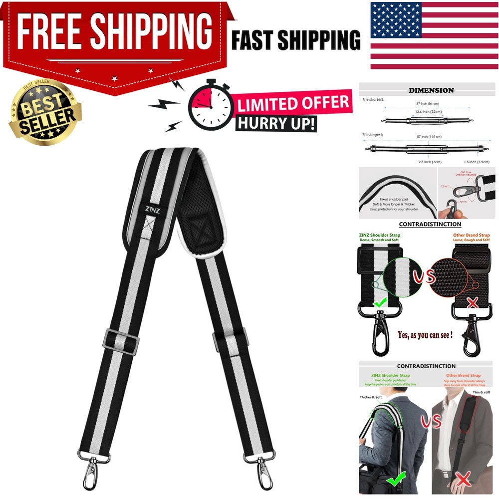 Bag Shoulder Strap, Padded Adjustable Shoulder Strap Replacement