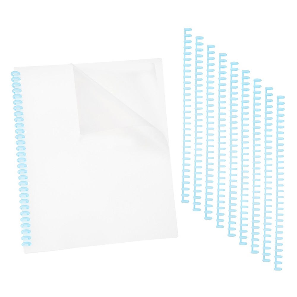 20Pcs Clear Presentation Binding Covers with 10Pcs 8.5mm Combs Kit, Sky Blue