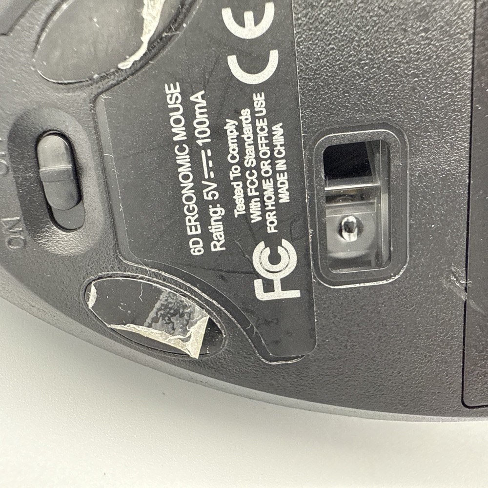 6D Ergonomic Wireless Optical Mouse – Rechargeable 2.4GHz USB Receiver – Black