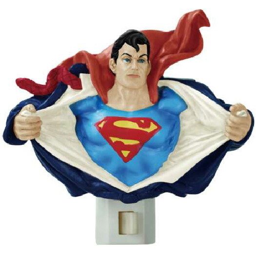DC Comics Superman Changing S Shield 4" Resin Figure Nightlight, NEW UNUSED