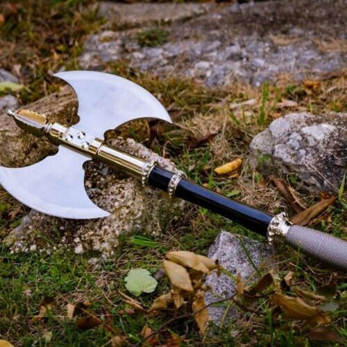 21" Double Blade Medieval Fantasy Fighting Axe with Plaque