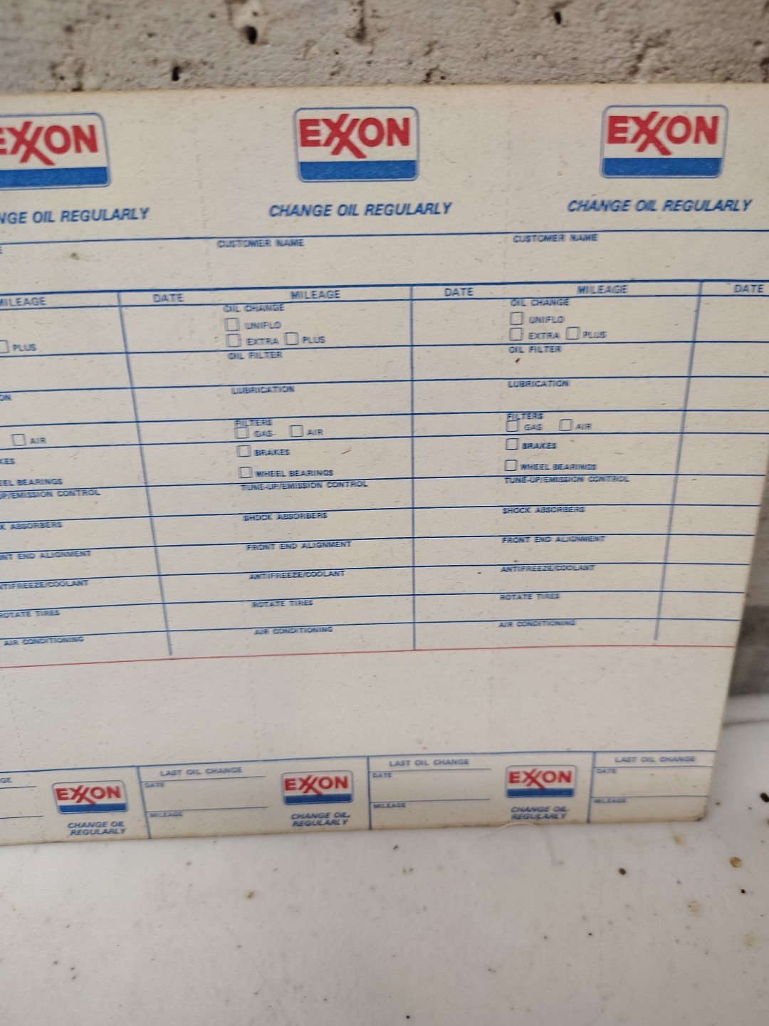 Vintage Exxon Gasoline Oil Change Reminders Lot Of 4 Uncut Sheet