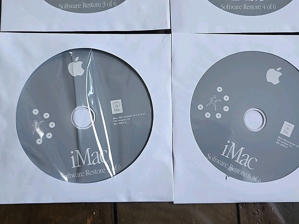 Apple iMac Software Restore CDs 1-6 10.1.4/9.2.2 + Applications - MINT