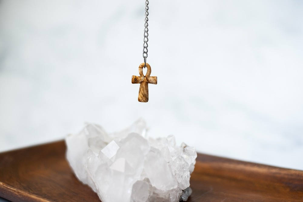 Ankh Brown Jasper Stone Pendulum Dowsing, amplifying, restore focus & transform