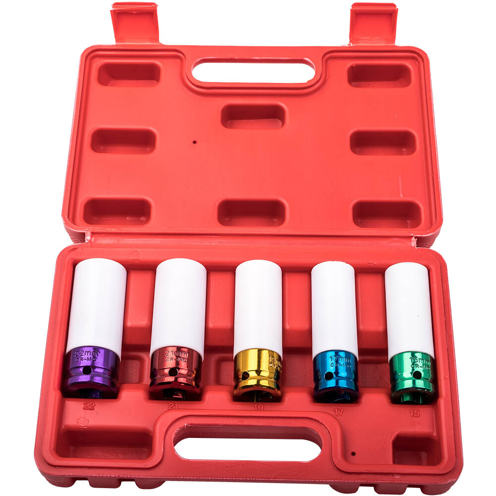 5PC 1/2" Lug Nut Socket Set Impact Soc Thin Wall Socket Wheel Protector kit