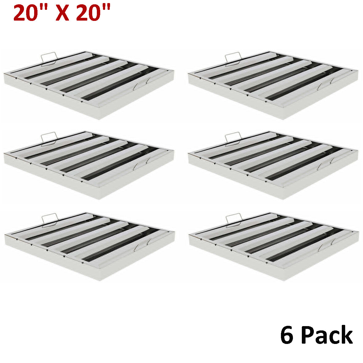 20"X20" Commercial Hood Filters 6 Pcs Stainless Steel Hood Grease Filter Baffle