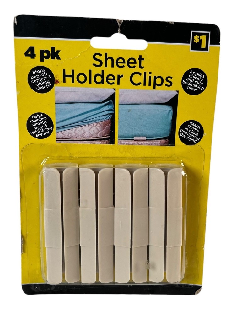 NEW 4 Pack Sheet Holder Clips Plastic Bed Sheet Holding Clips Easy Application