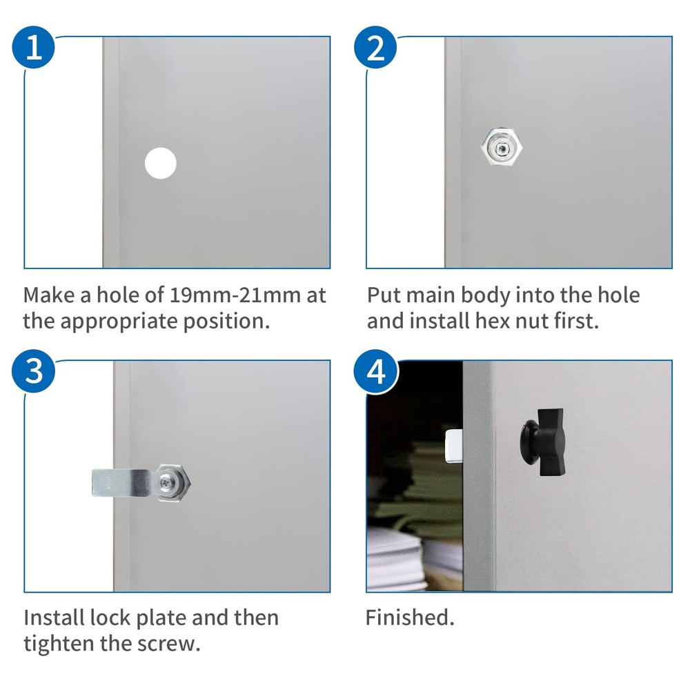 Offset Cam Locks with Thumb Operated Black Handle - 2 Pack Non-Locking