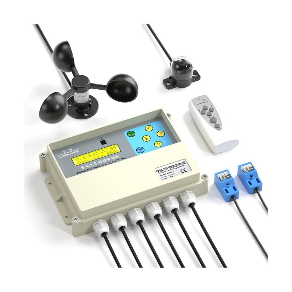 Dual-Axis Solar Tracker Controller Kit – Auto Sun Tracking with LCD, Wind