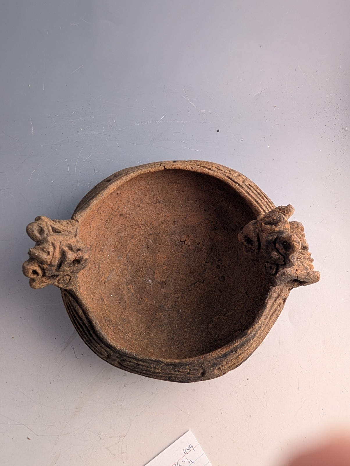 PRE COLUMBIAN TAINO POTTERY EFFIGY BOWL