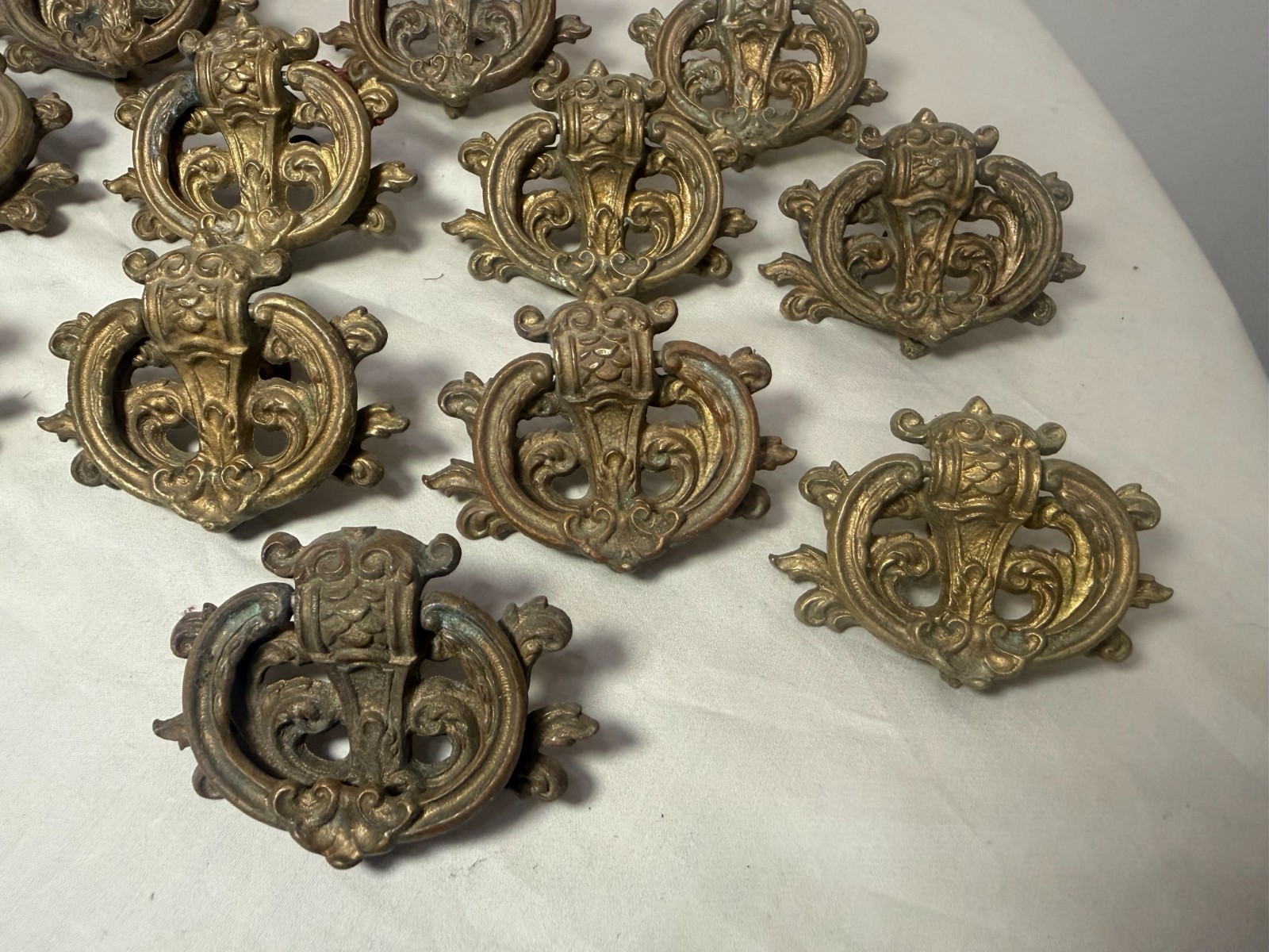 antique ornate 19th century Victorian furniture door drawer pull handle hardware