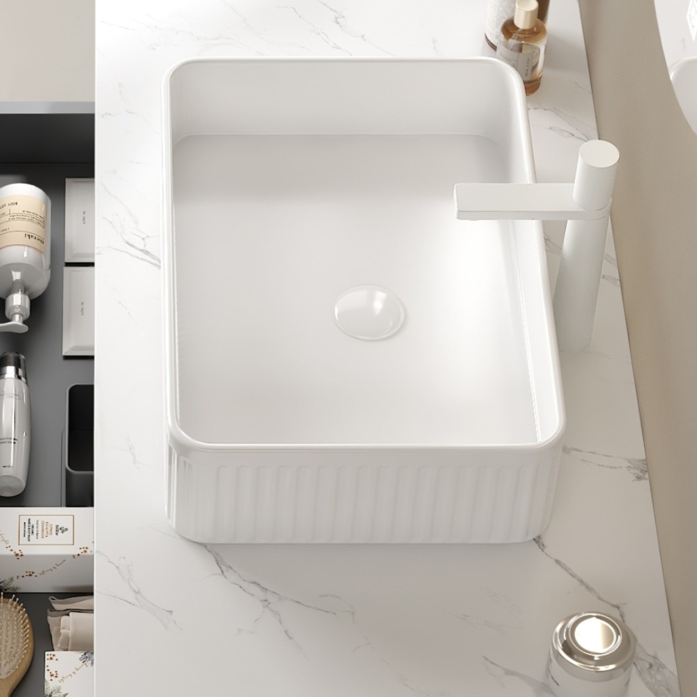 Bathroom Sink Rectangular Striped Vessel NO Cabinet